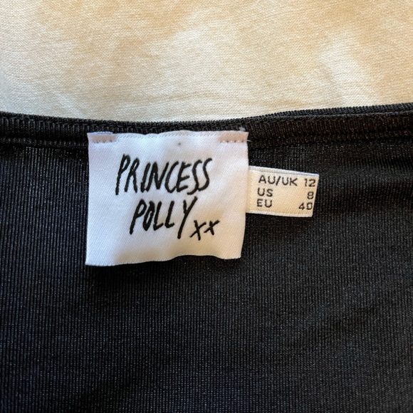 Size 8 Balloon Sleeve Princess Polly Black Shimmery Dress - Picture 4 of 5